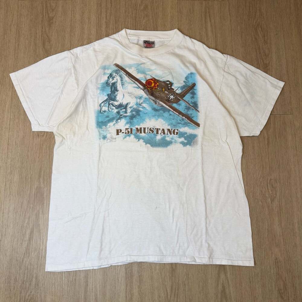 Rare Vintage 1994 Oneita P-51 Mustang Graphic size XL